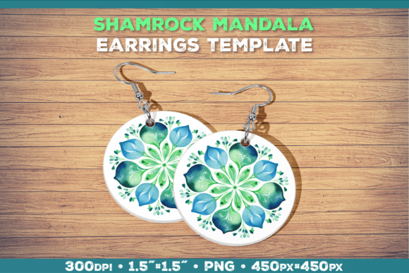 Celtic Elegance in Every Hue: Mastering the Watercolor Shamrock Mandala Earrings Sublimation Template