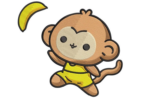 Digitized Cute Monkey Embroidery Design: Integrating Whimsy into Professional Workflows