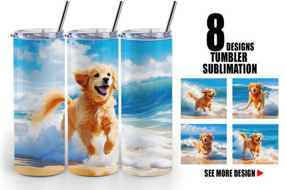 Elevating Drinkware Design: The Strategic Appeal of Tumbler Dog Running on the Beach Sublimation Art