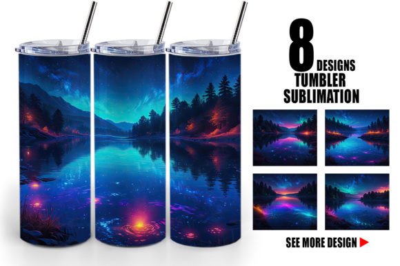 Elevating Drinkware Design with the Tumbler Beautiful Lake at Night Sublimation Bundle