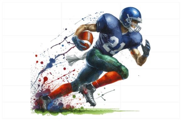 Evaluating the Watercolor American Football Player Clipart for Commercial Design