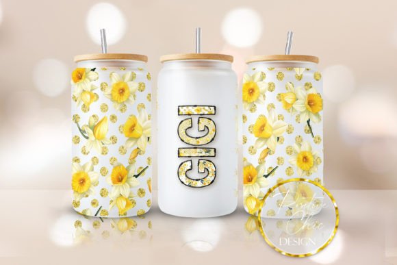 Floral Gigi 16oz Glass Can Wrap PNG: Elevating Custom Drinkware with Precision Design