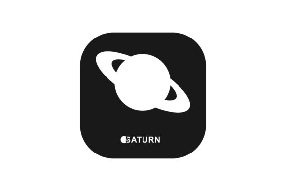 Planet Saturn White Vector Apps Icon: Elevating Digital Design with Celestial Minimalism