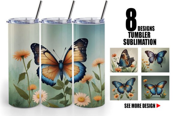 Tumbler Butterfly Illustration: Sublimation Design Guide