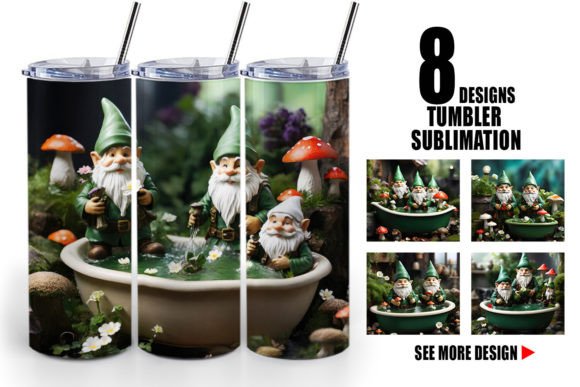 Tumbler Gnome in the Bathtub: Sublimation Designs
