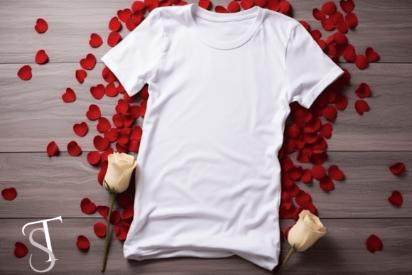 Valentine T-Shirt Mockup Flat Lay: Elevating Apparel Presentation for Seasonal Sales